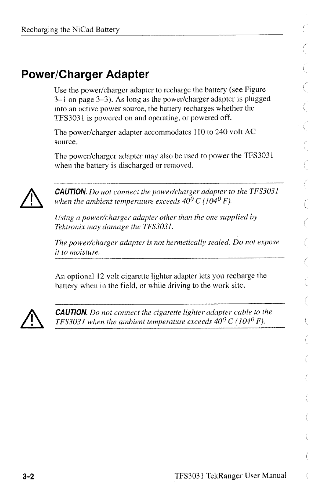 Tektronix TFS3031 manual 