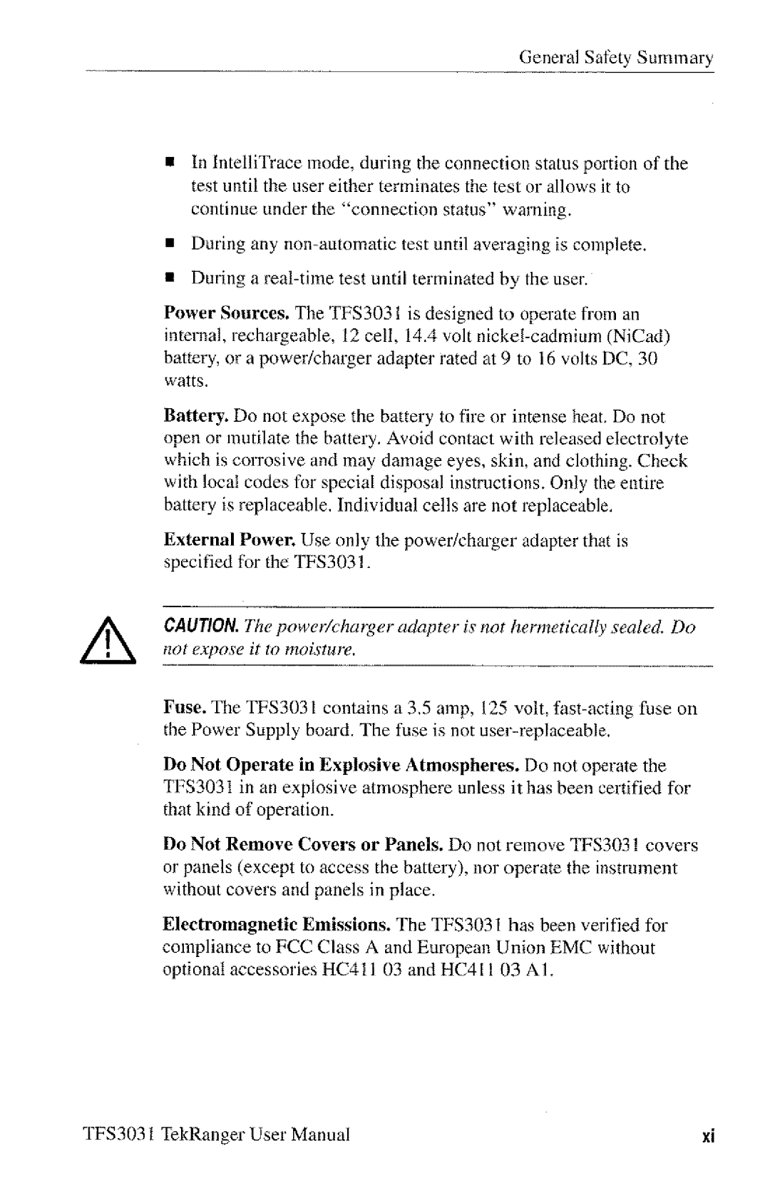 Tektronix TFS3031 manual 