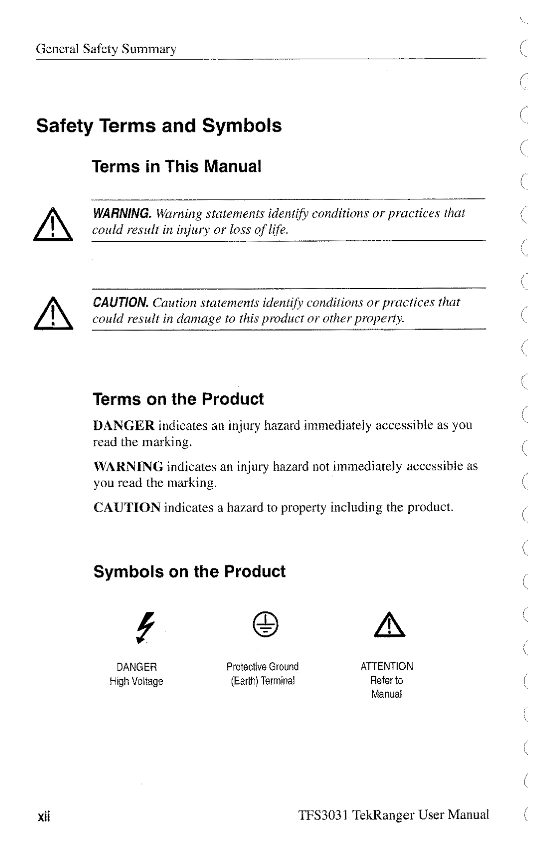 Tektronix TFS3031 manual 