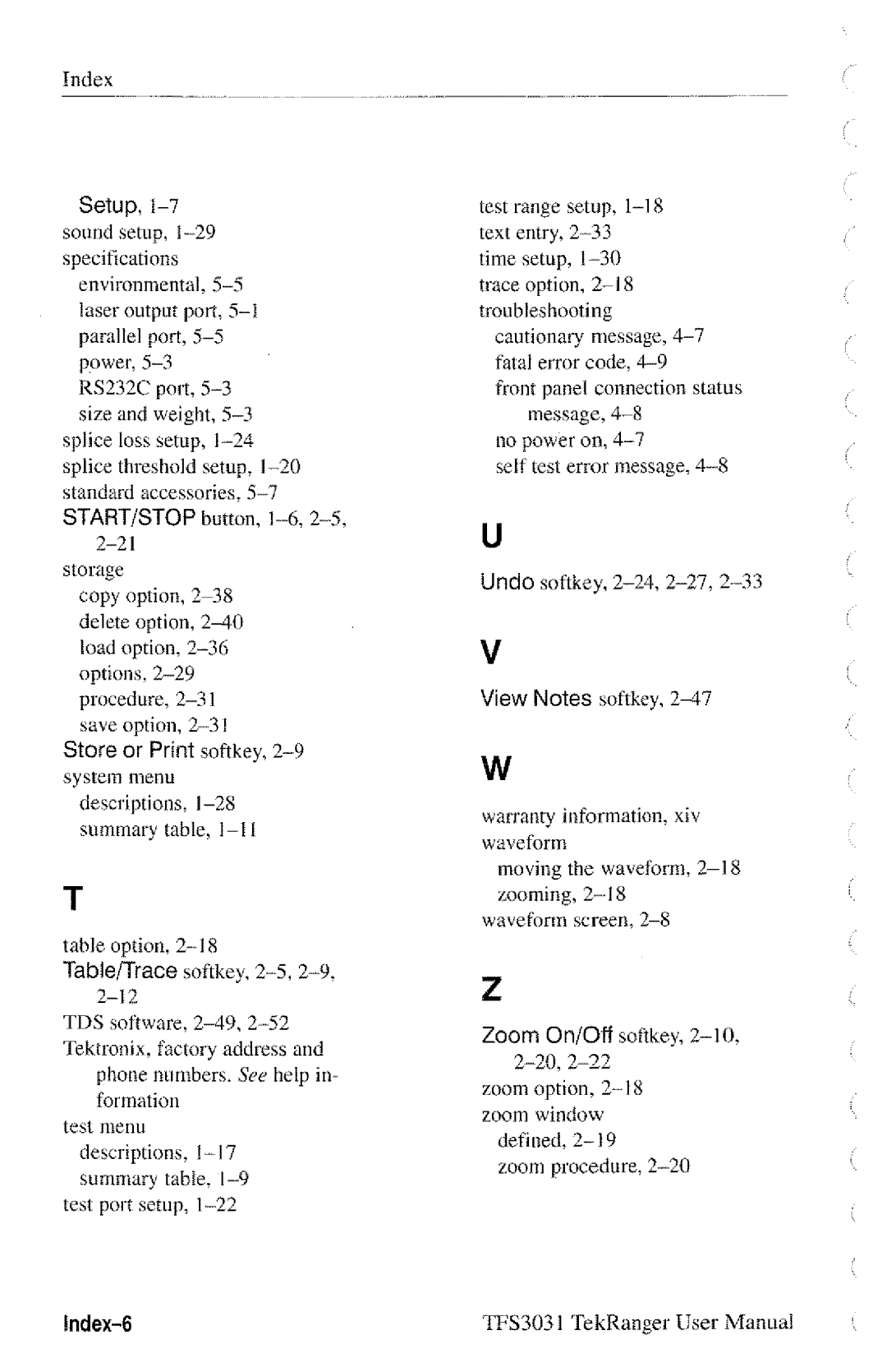 Tektronix TFS3031 manual 