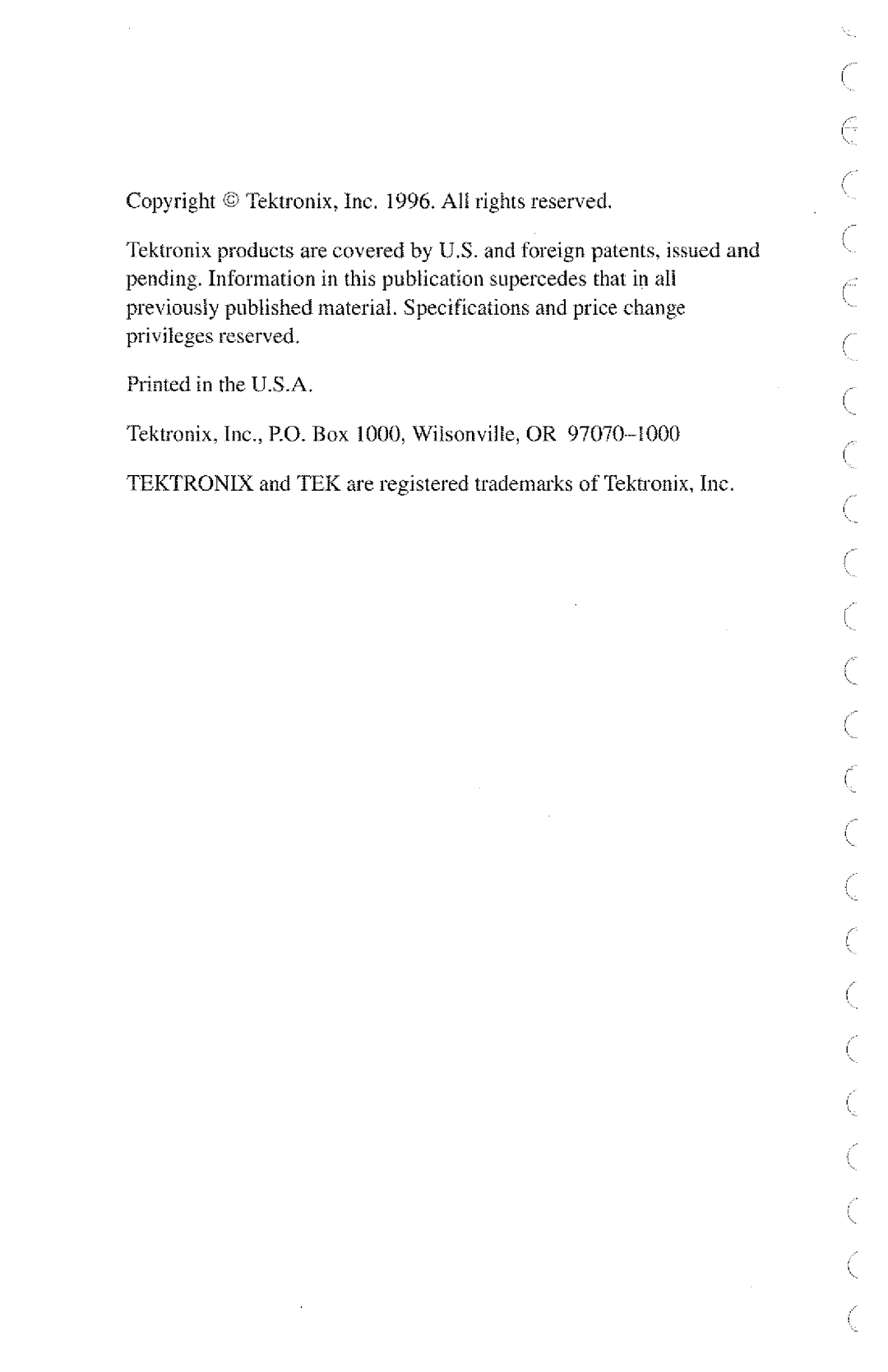 Tektronix TFS3031 manual 