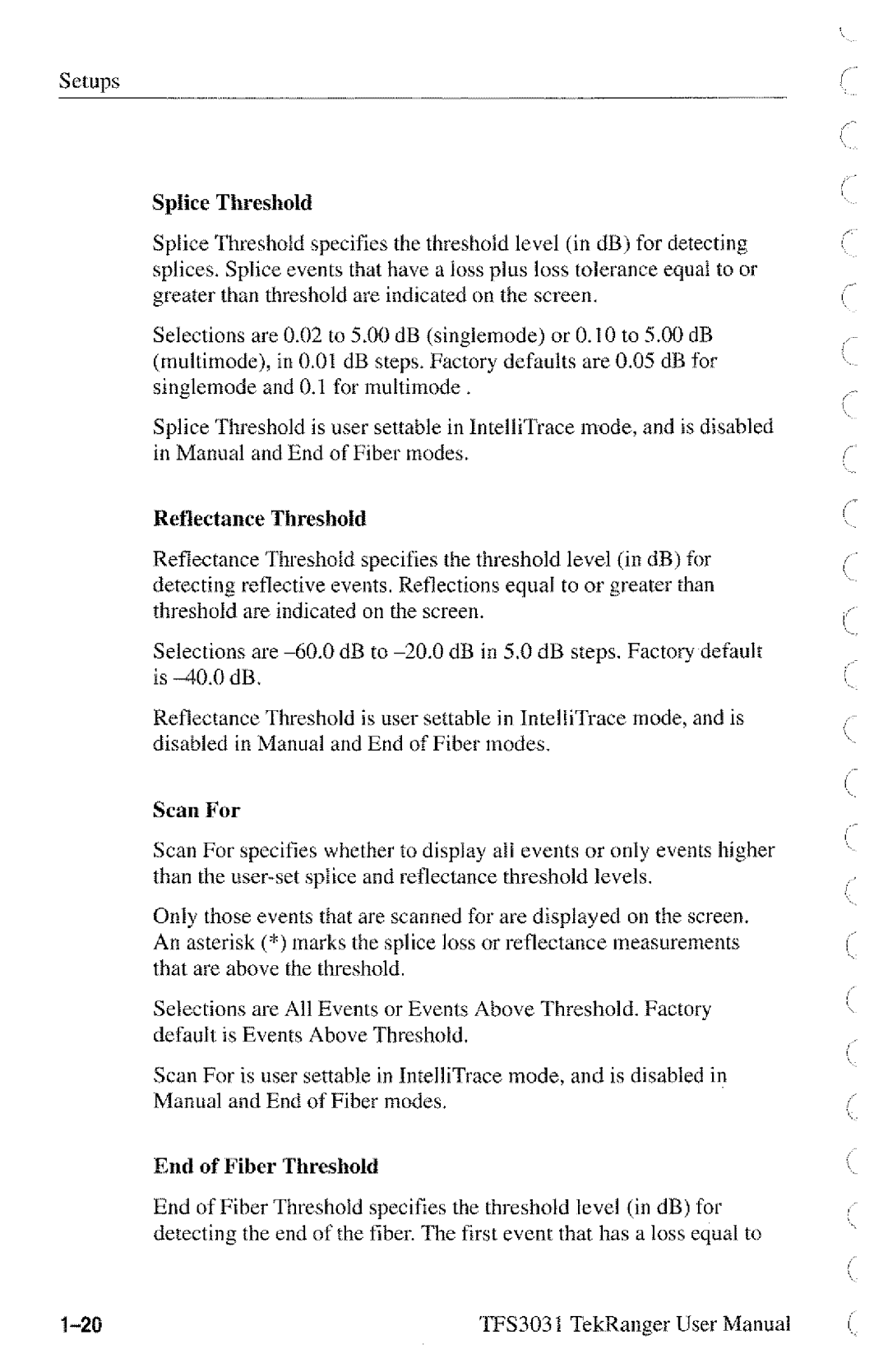 Tektronix TFS3031 manual 