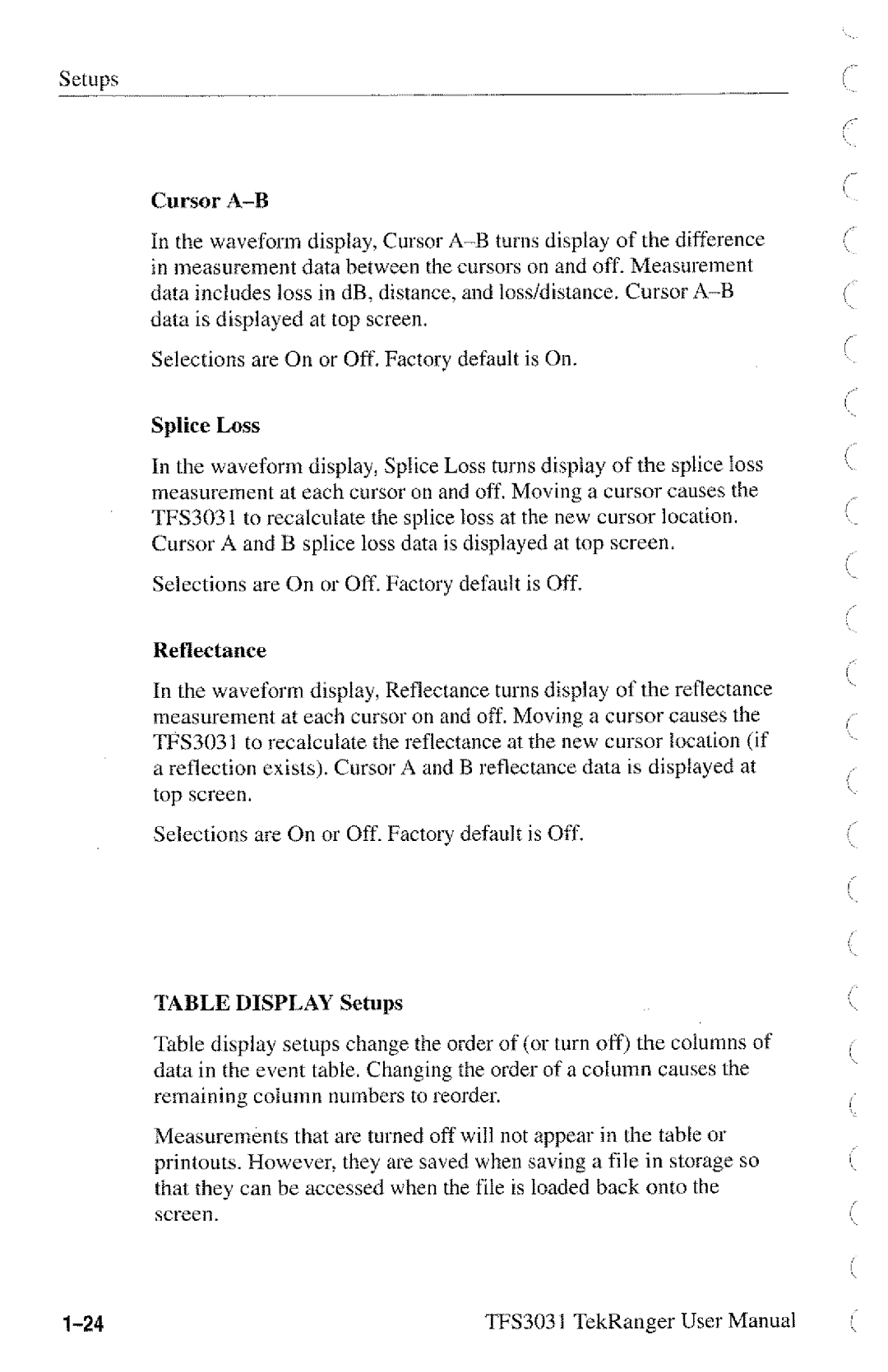 Tektronix TFS3031 manual 