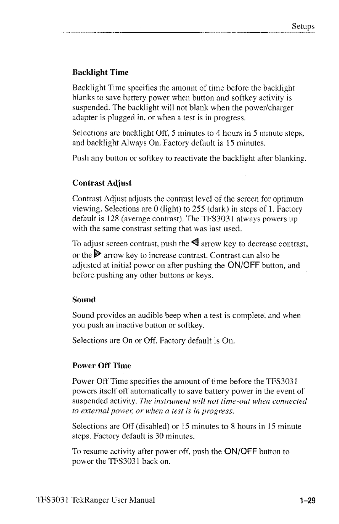 Tektronix TFS3031 manual 