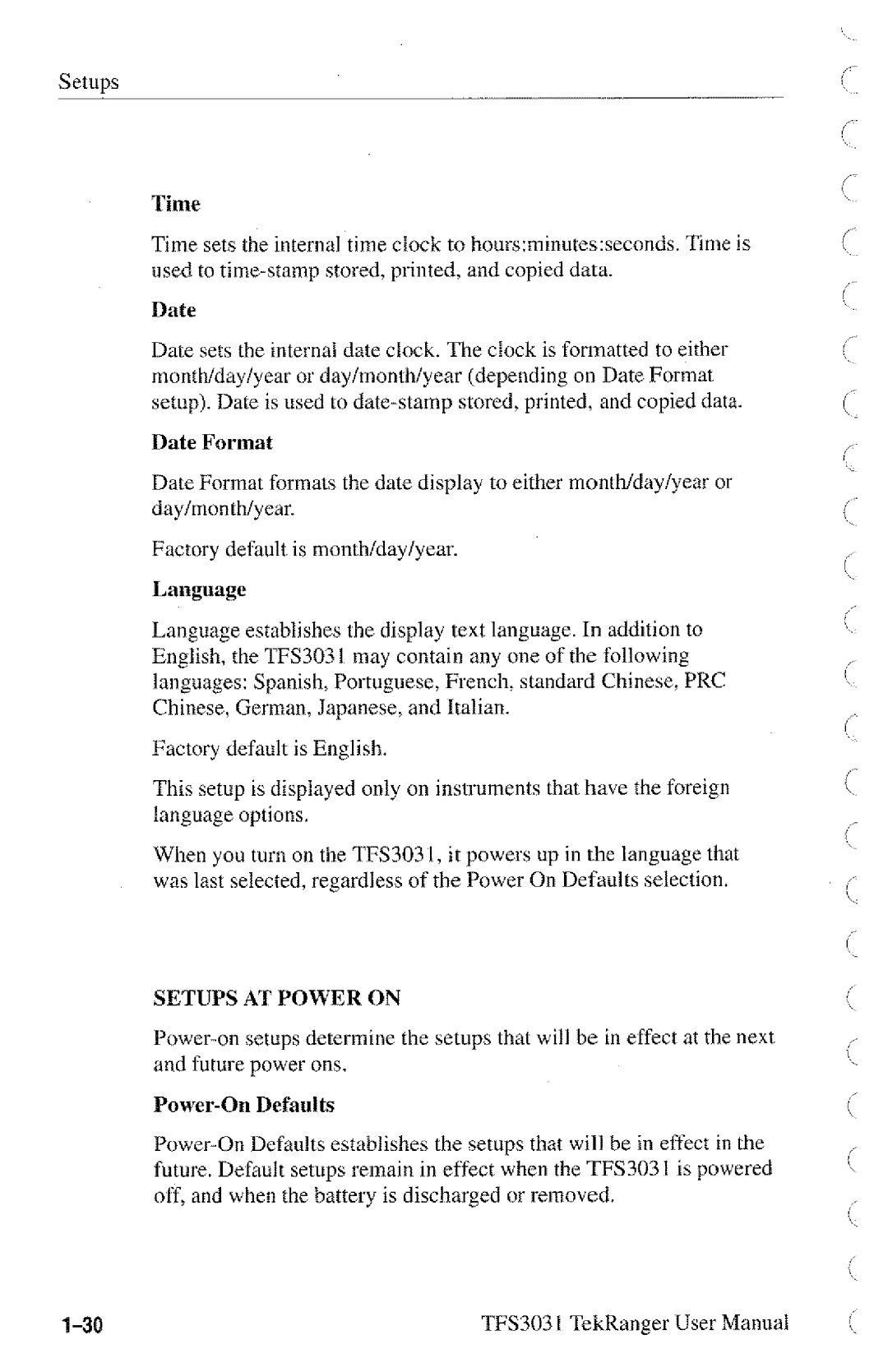 Tektronix TFS3031 manual 