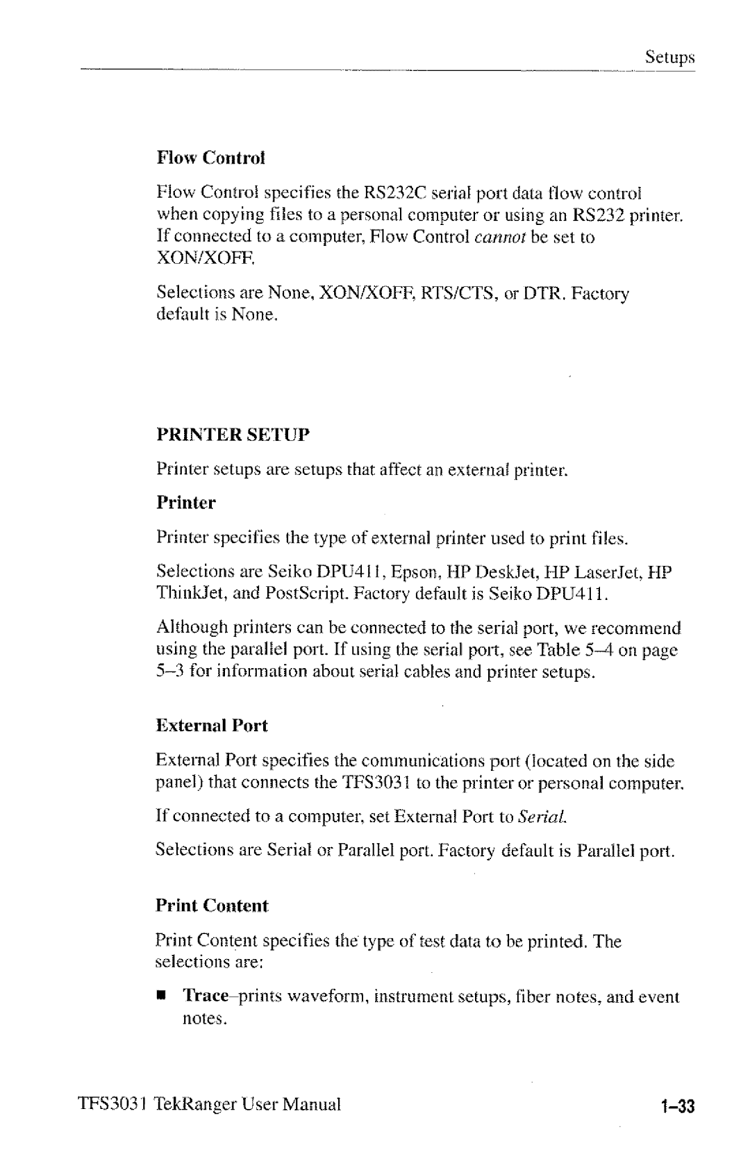 Tektronix TFS3031 manual 