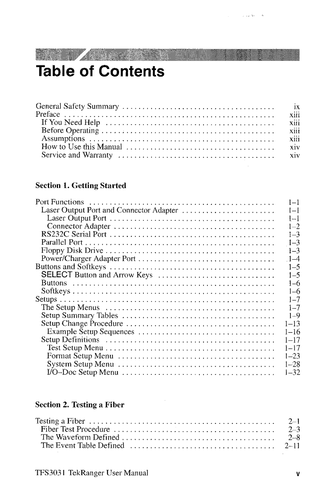 Tektronix TFS3031 manual 