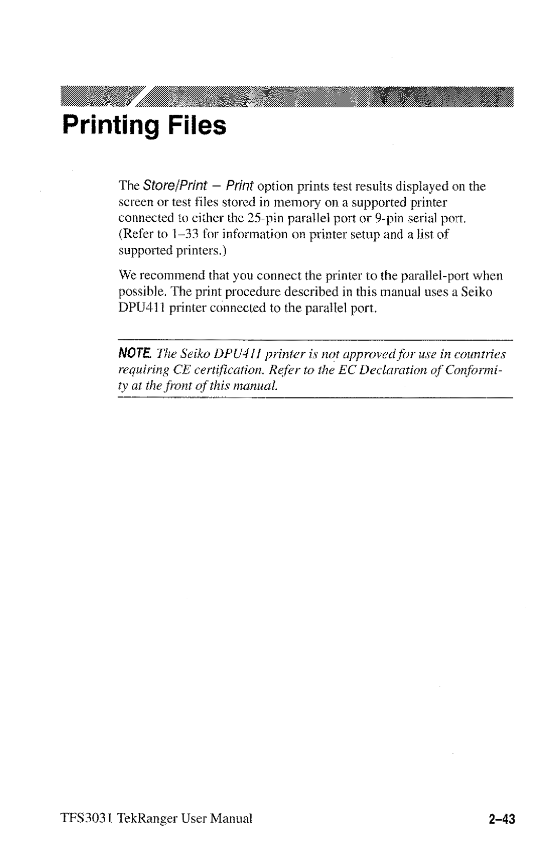 Tektronix TFS3031 manual 