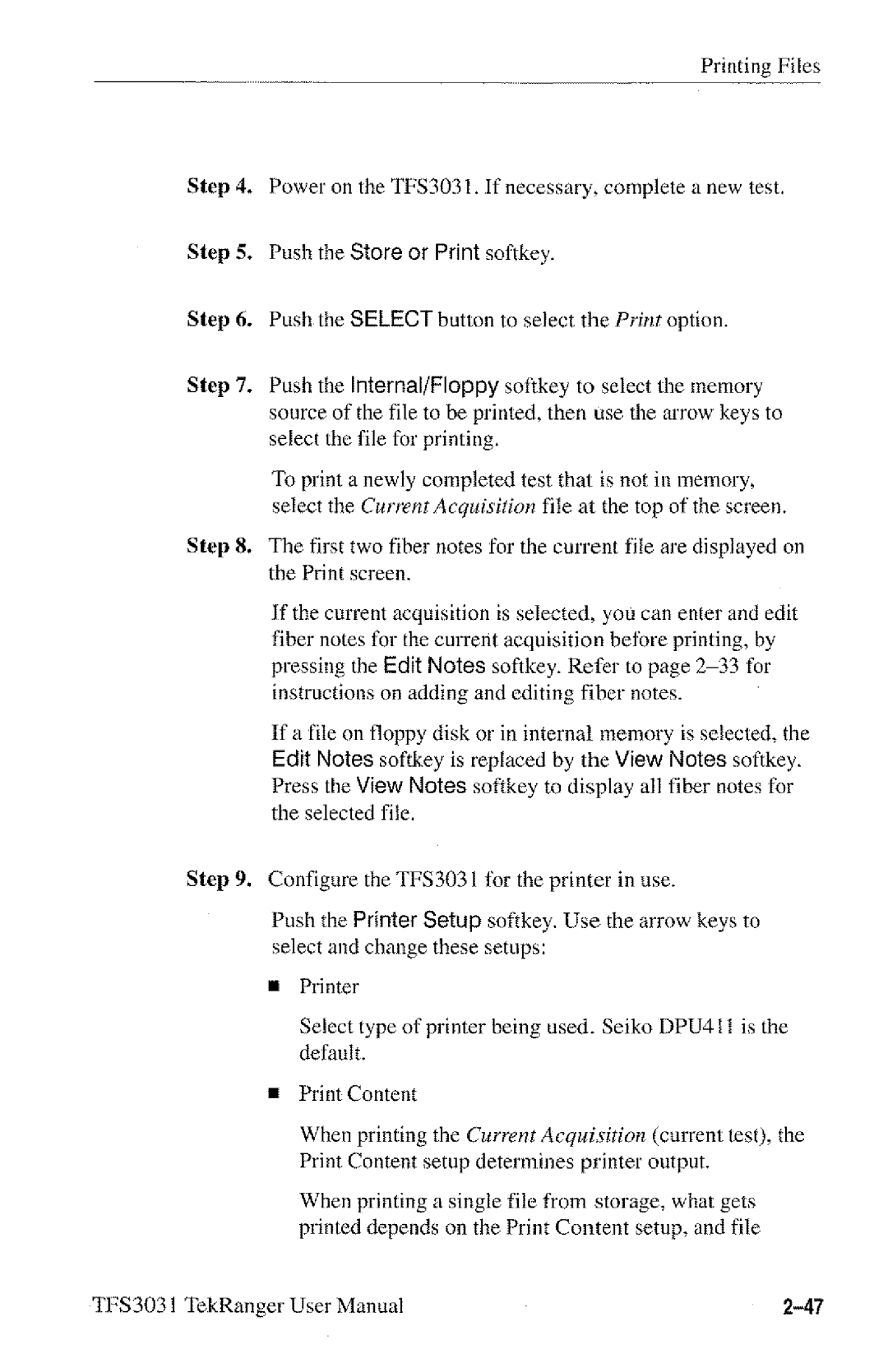 Tektronix TFS3031 manual 