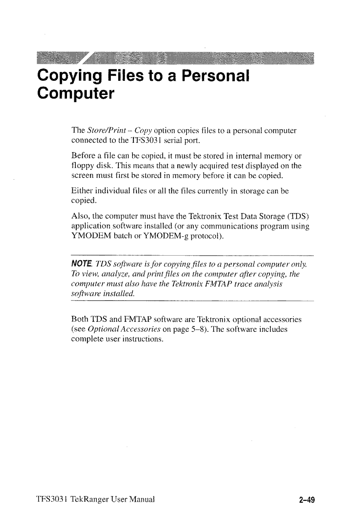 Tektronix TFS3031 manual 