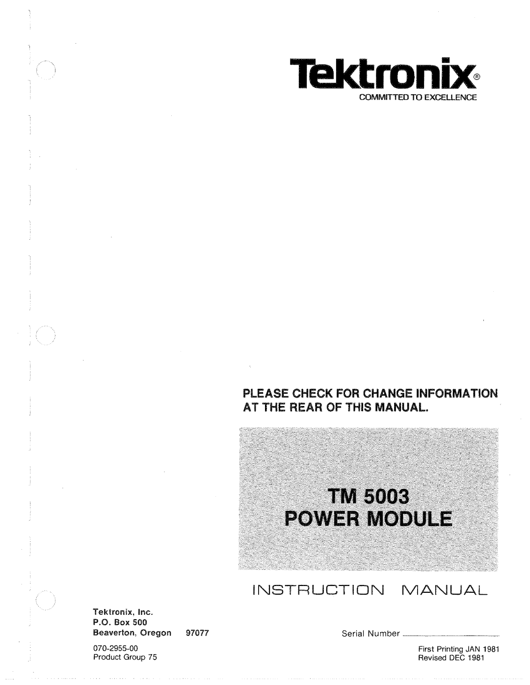 Tektronix TM 5003 manual 