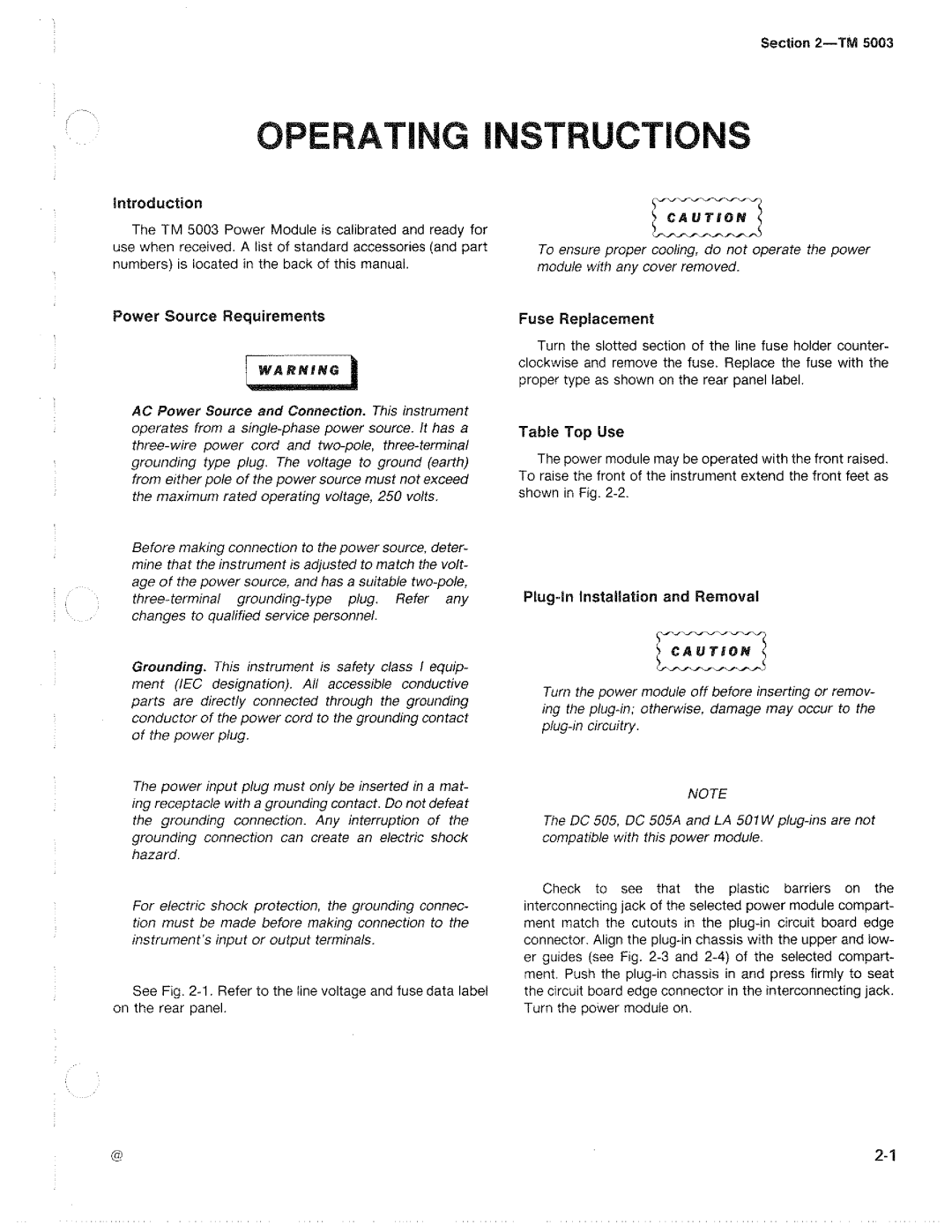 Tektronix TM 5003 manual 