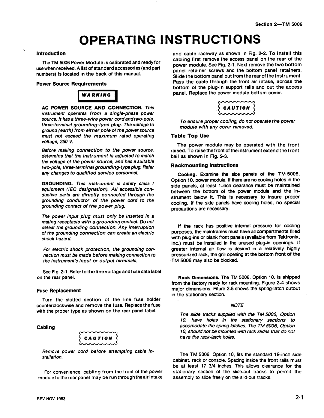 Tektronix TM 5006 manual ΙΝΑ RM 1 Ν G, Νοτε 