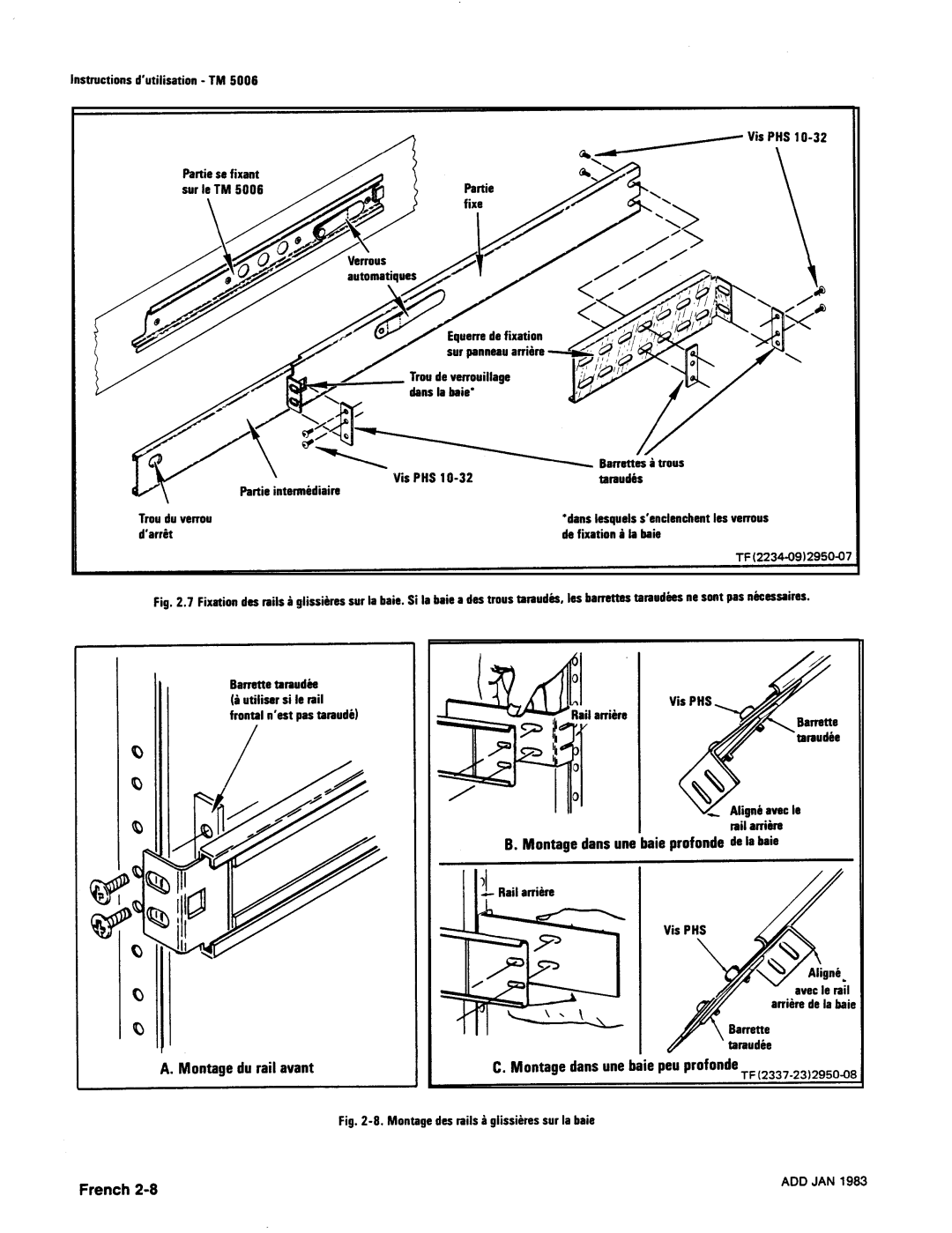 Tektronix TM 5006 manual Inst ructio n s d u tilisation TM Trou du verrou, De fixation ά Ν b aie, Fren c h 2 