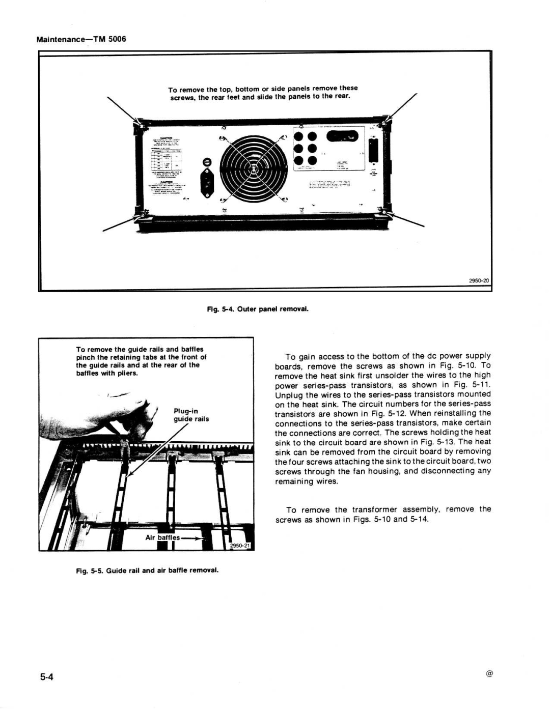 Tektronix TM 5006 manual Maintenance-TIM, Outer panel removal 