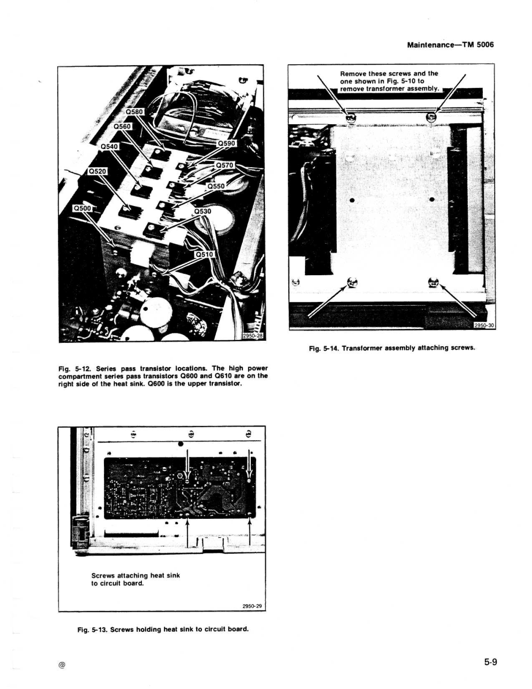 Tektronix TM 5006 manual 3. Screws holding heat sink to circuit board, Transformer assembly attaching screws 