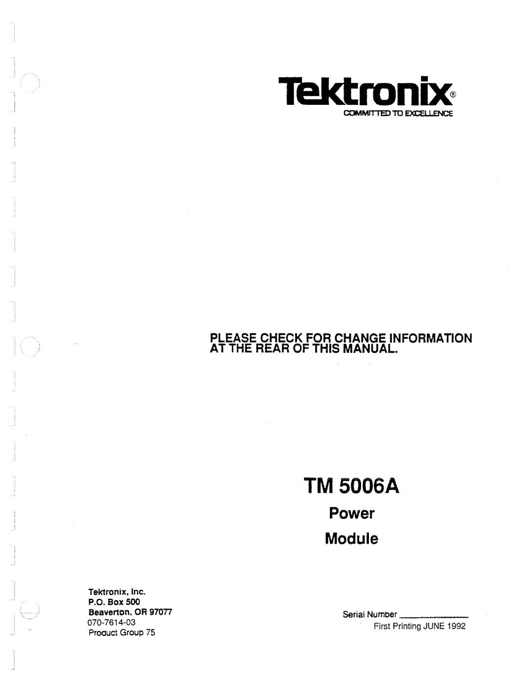 Tektronix TM 5006A manual 