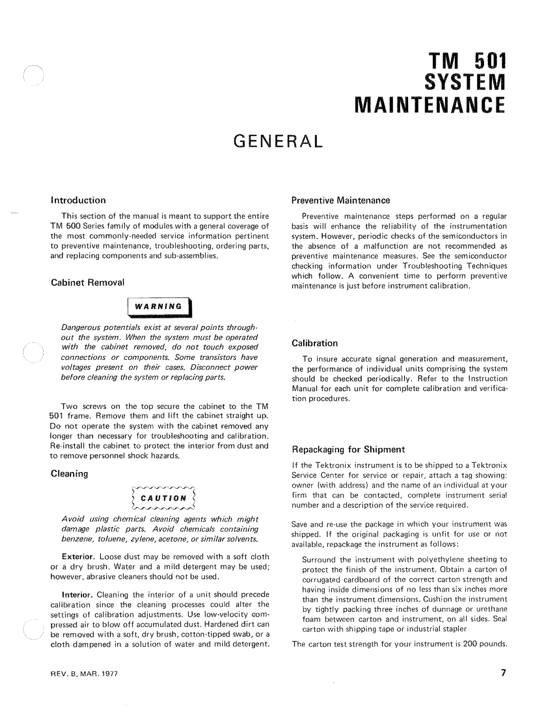 Tektronix TM 501 manual 