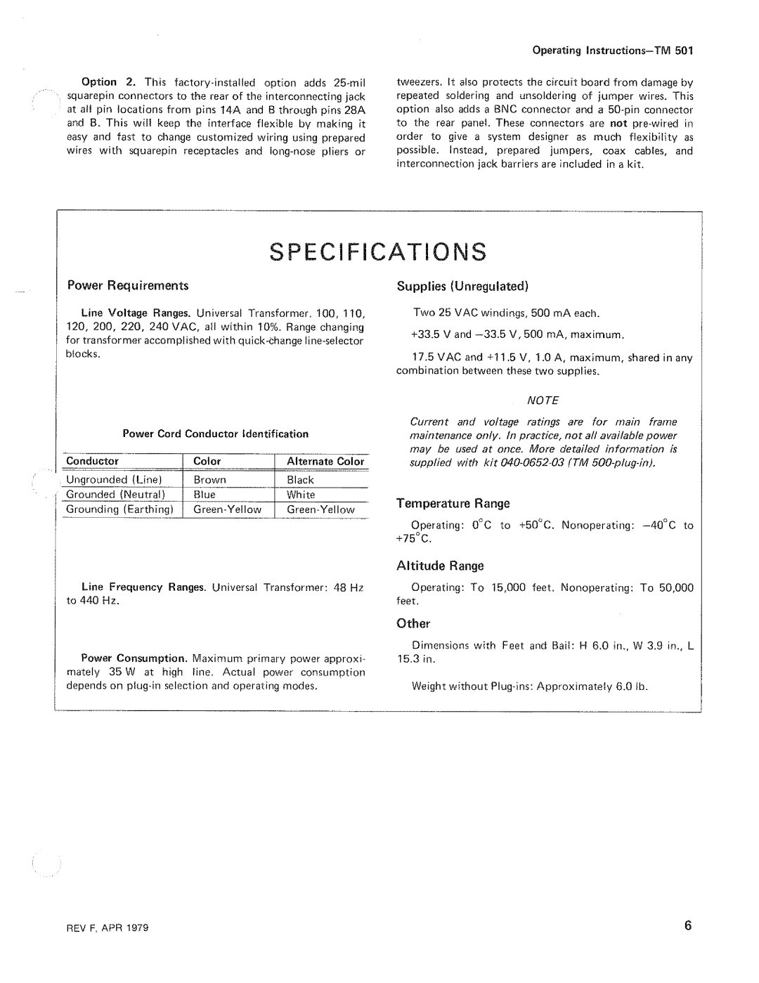 Tektronix TM 501 manual 