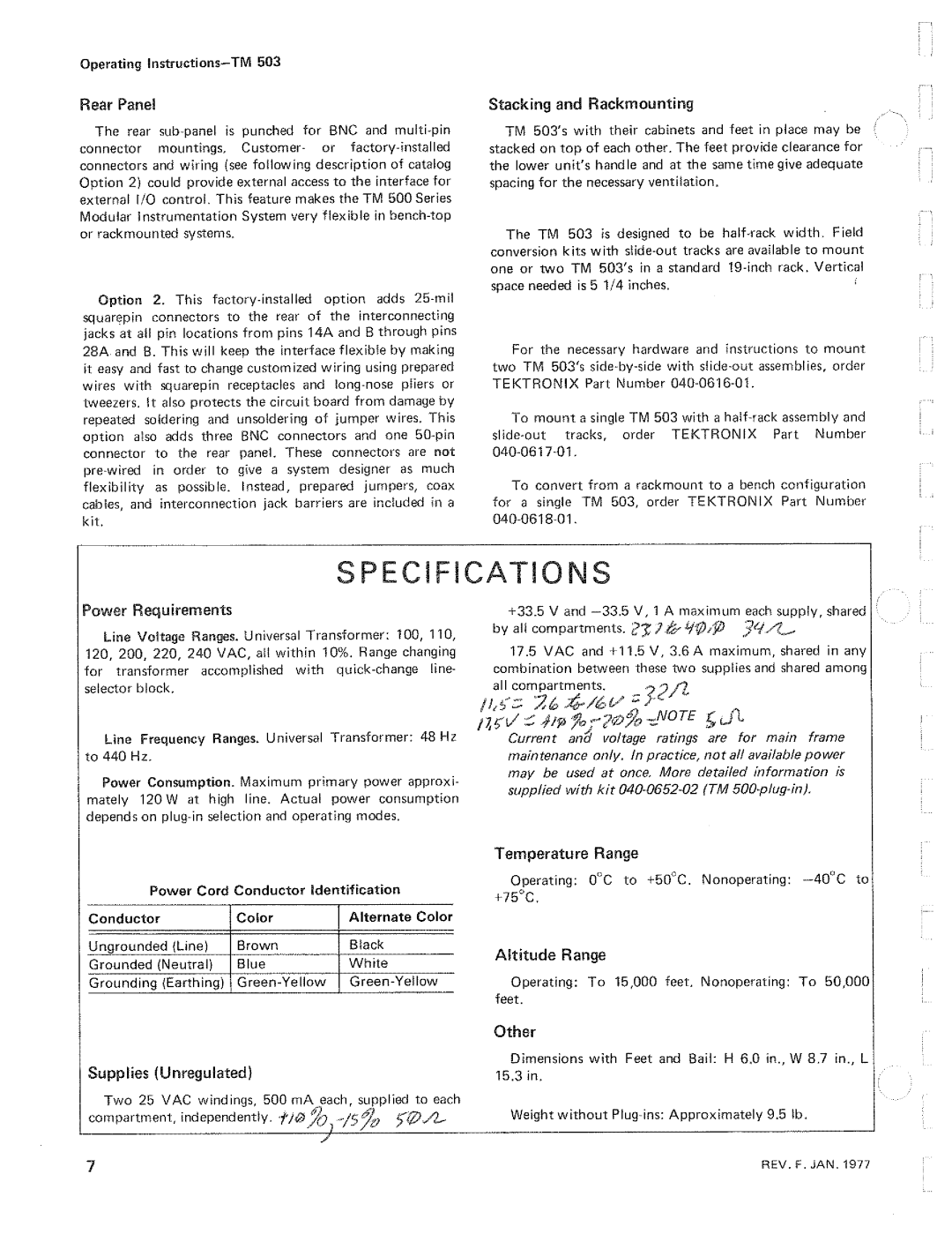 Tektronix TM 503 manual 