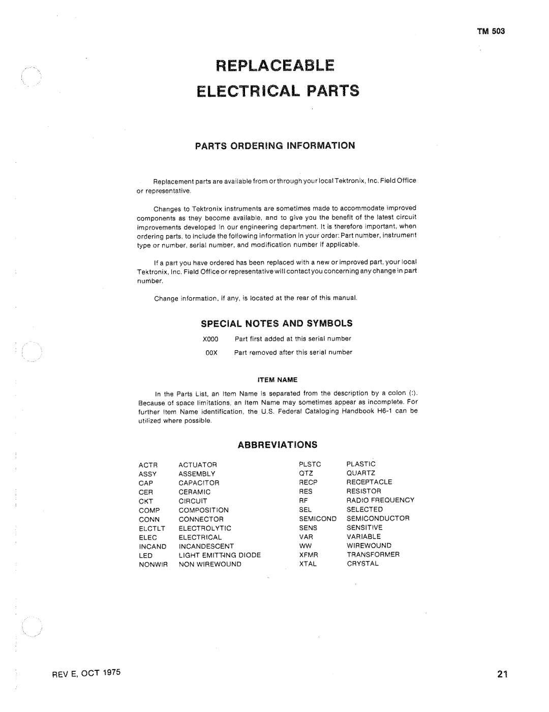Tektronix TM 503 manual 