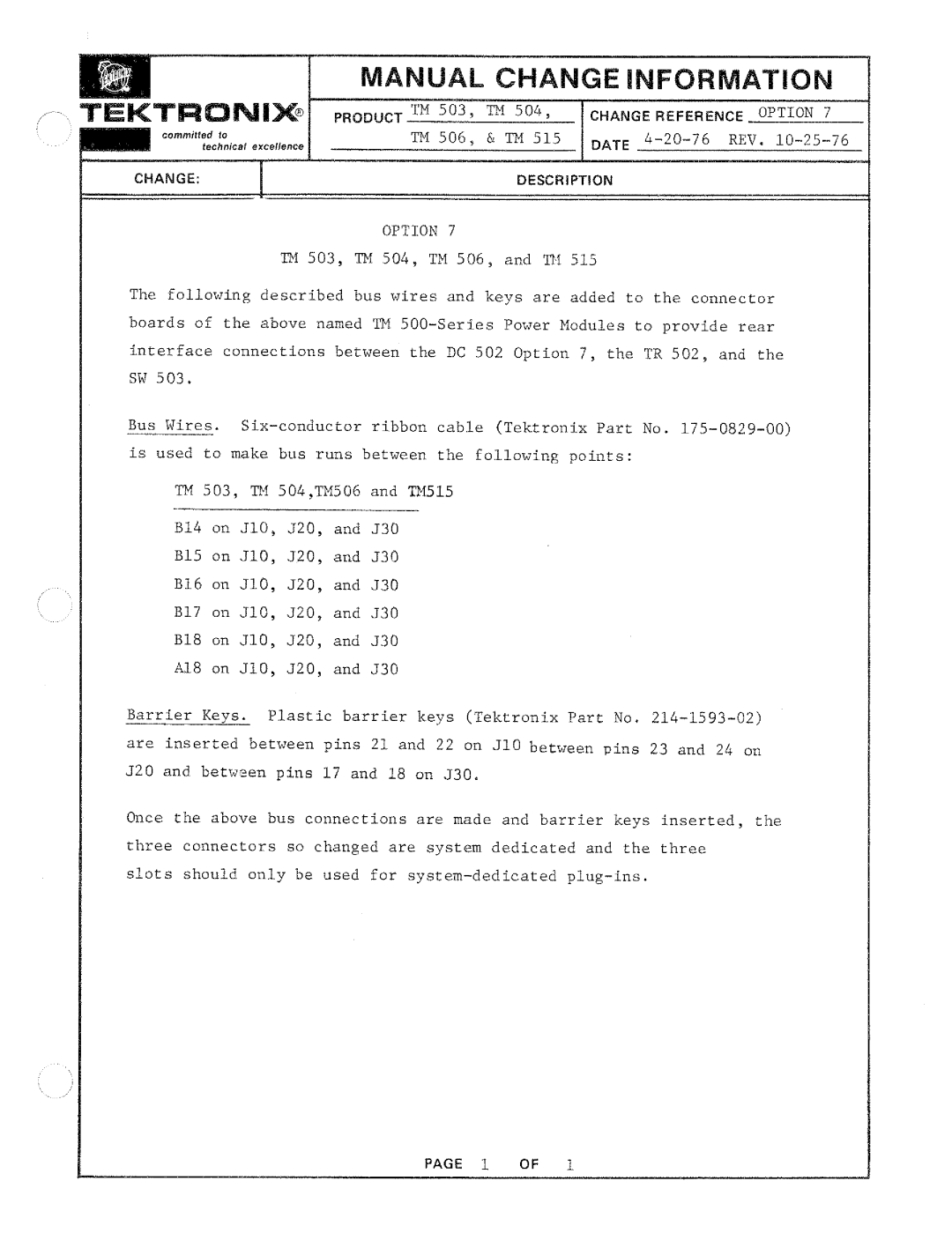 Tektronix TM 503 manual 