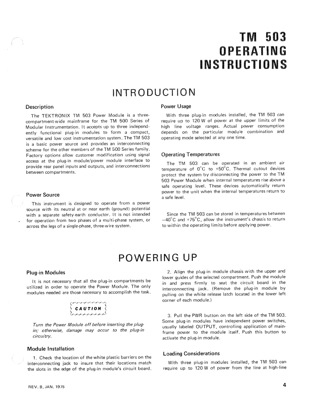 Tektronix TM 503 manual 