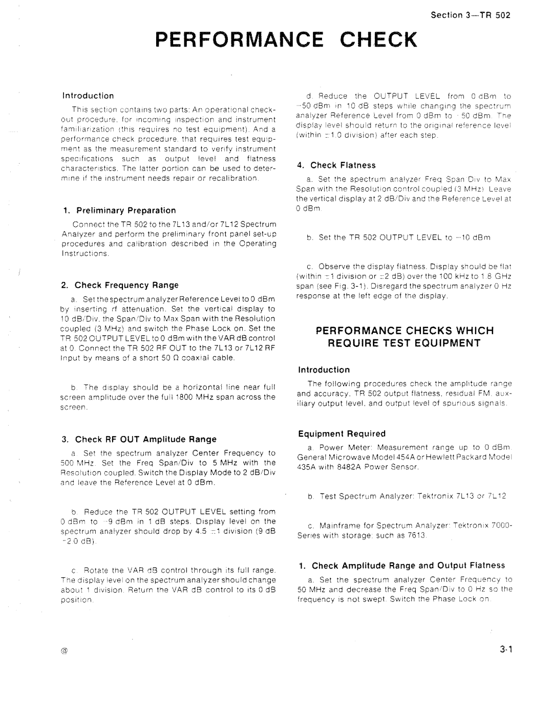 Tektronix TR 502 manual 