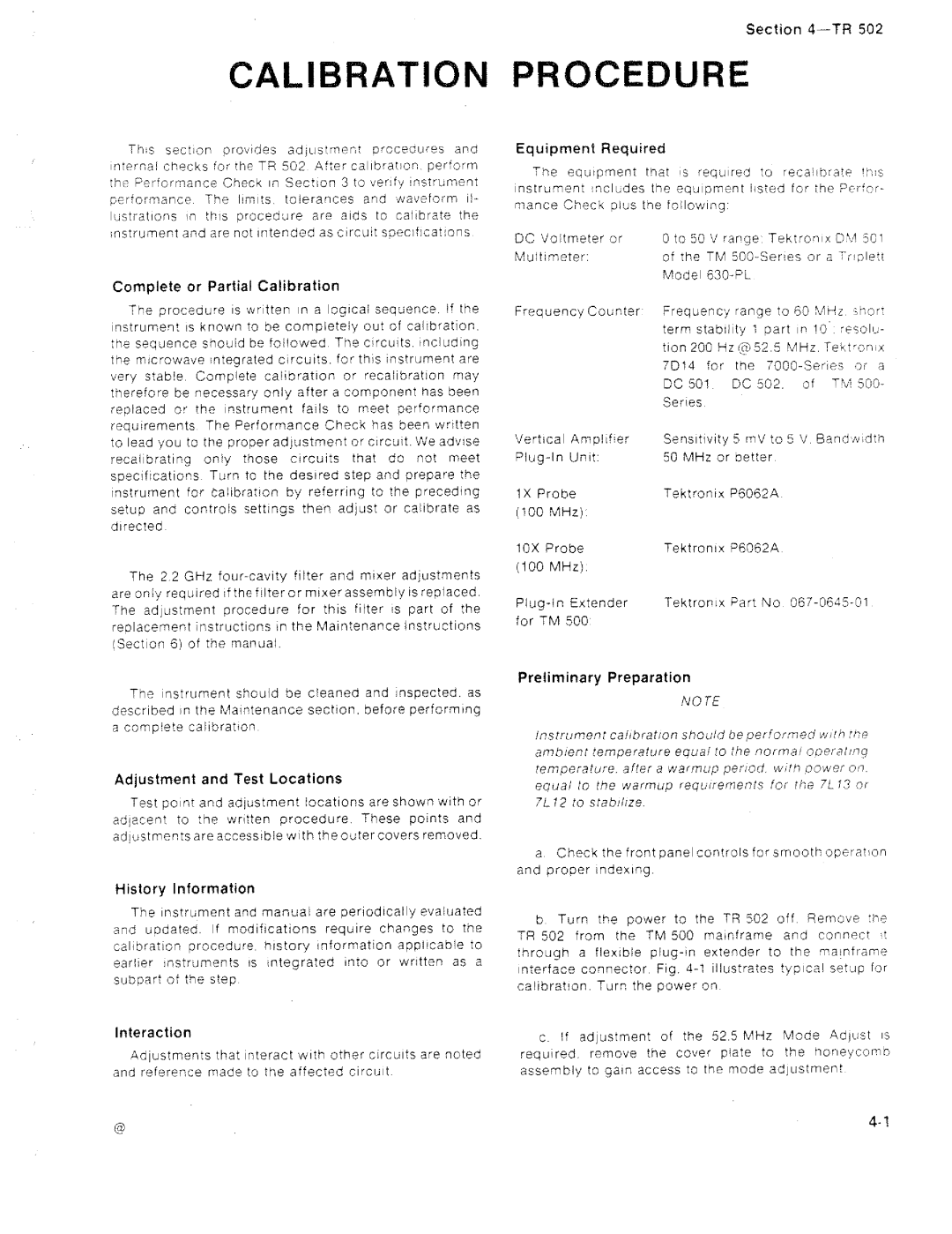 Tektronix TR 502 manual 