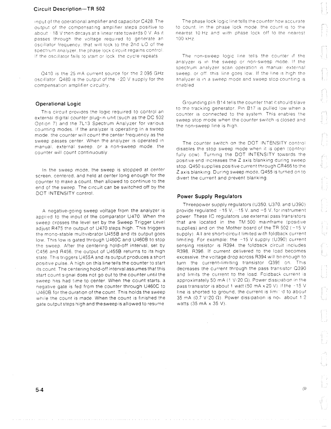 Tektronix TR 502 manual 