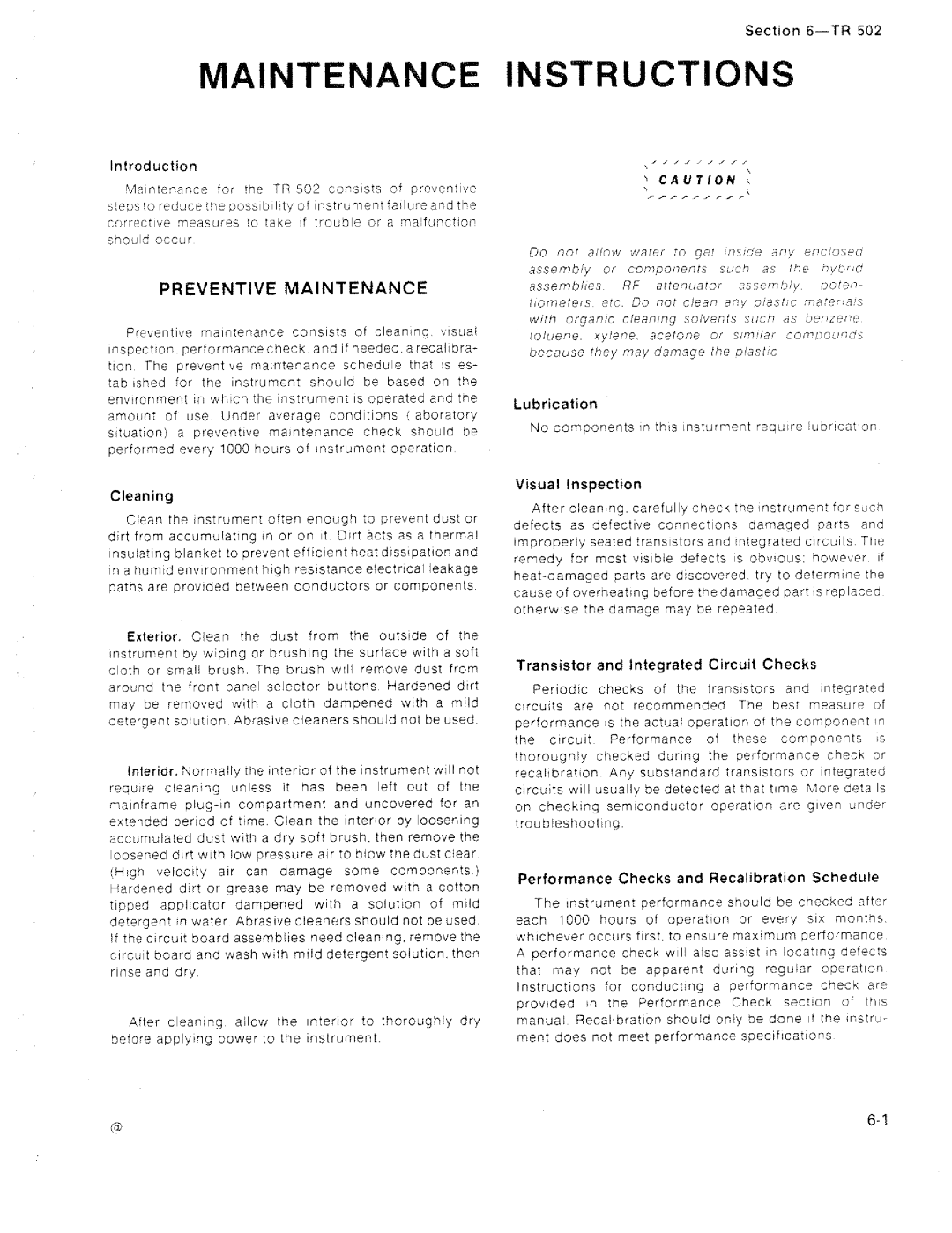 Tektronix TR 502 manual 