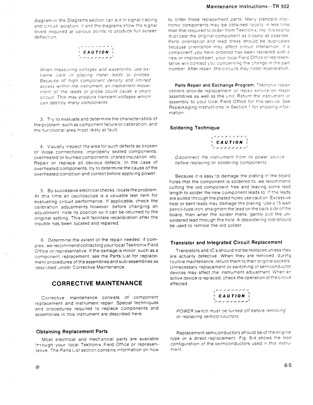 Tektronix TR 502 manual 