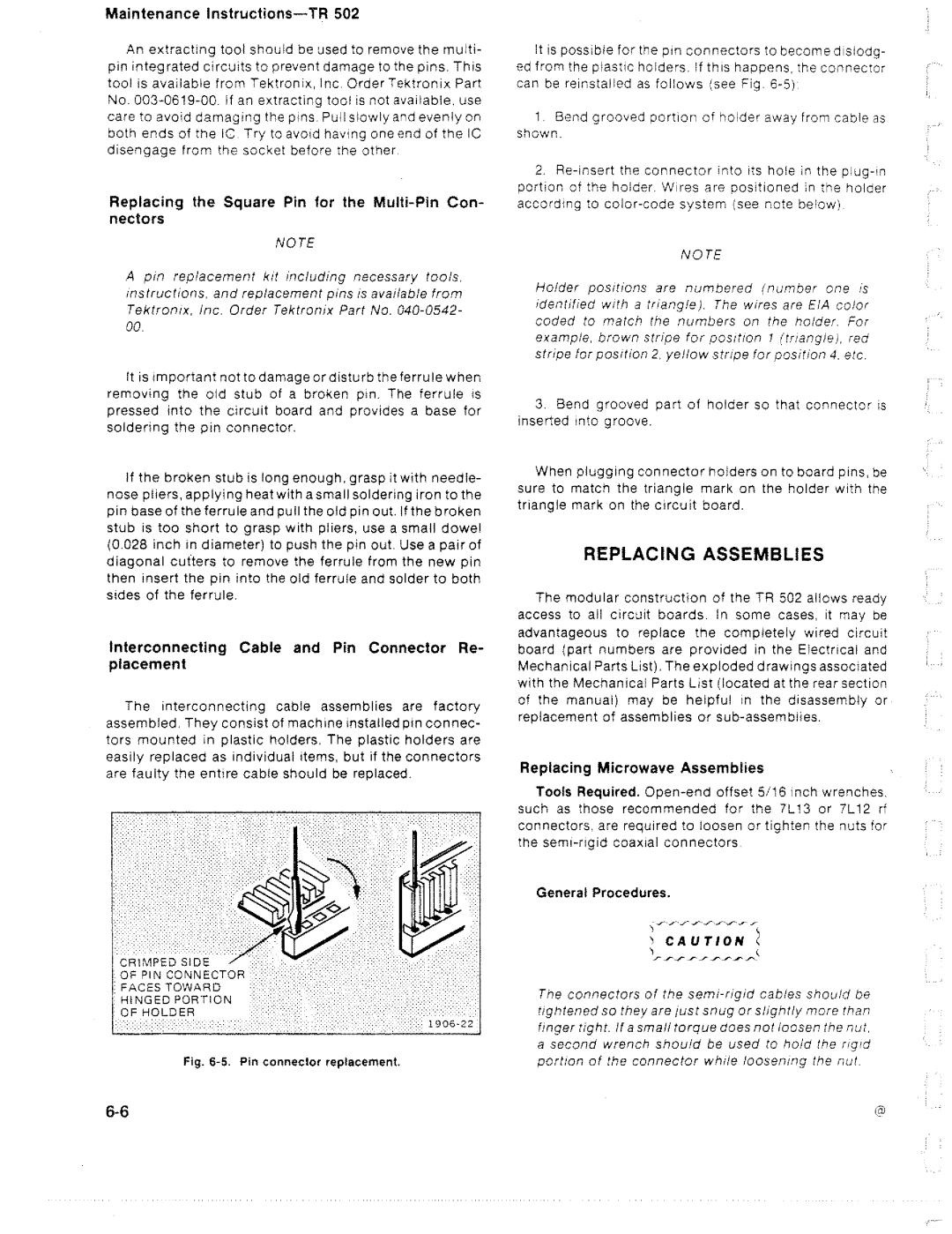 Tektronix TR 502 manual 