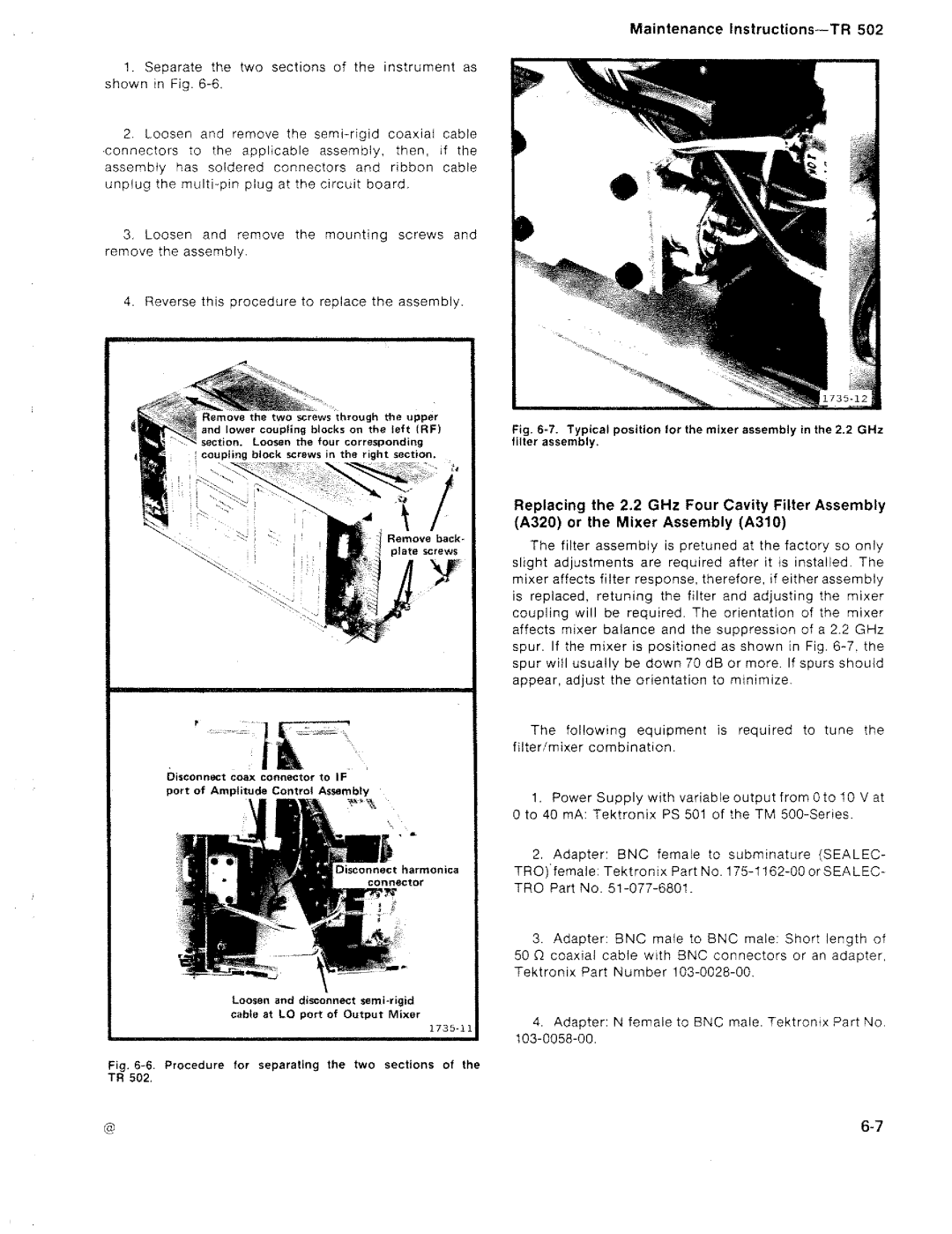 Tektronix TR 502 manual 