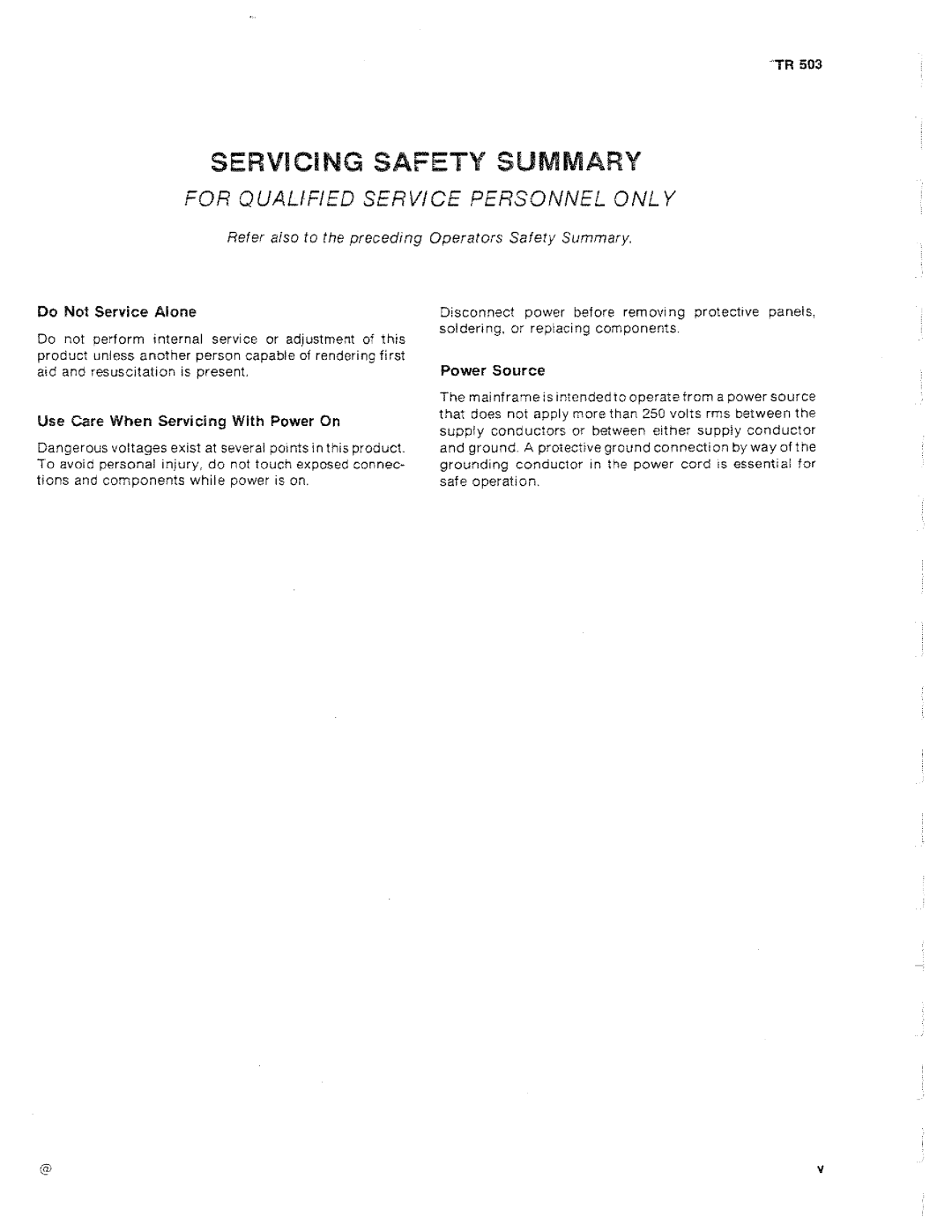 Tektronix TR 503 manual 