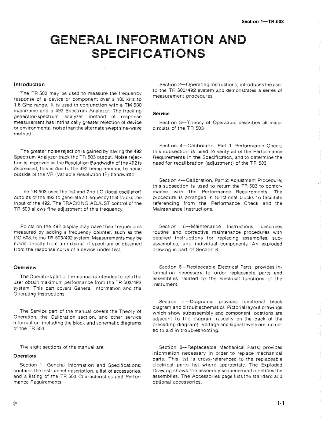 Tektronix TR 503 manual 