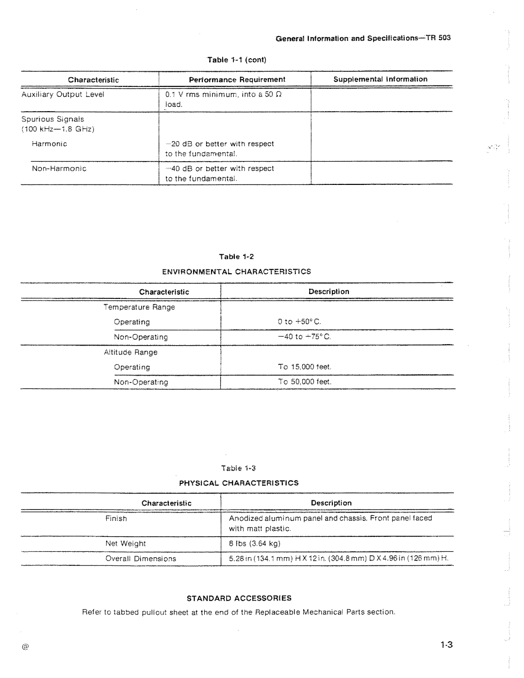 Tektronix TR 503 manual 