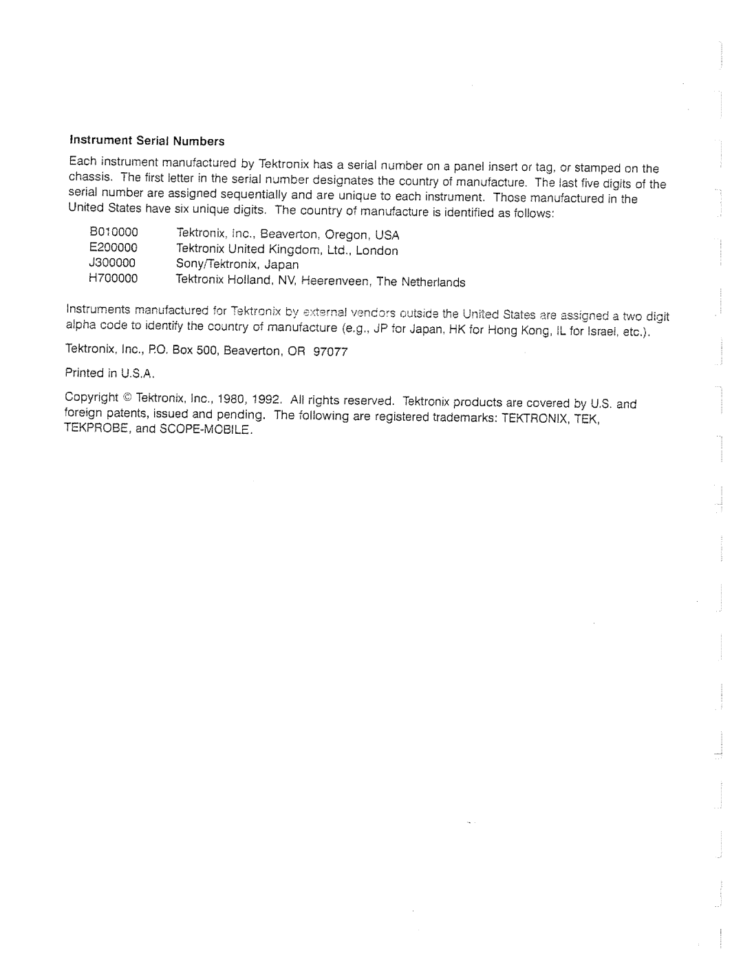 Tektronix TR 503 manual 