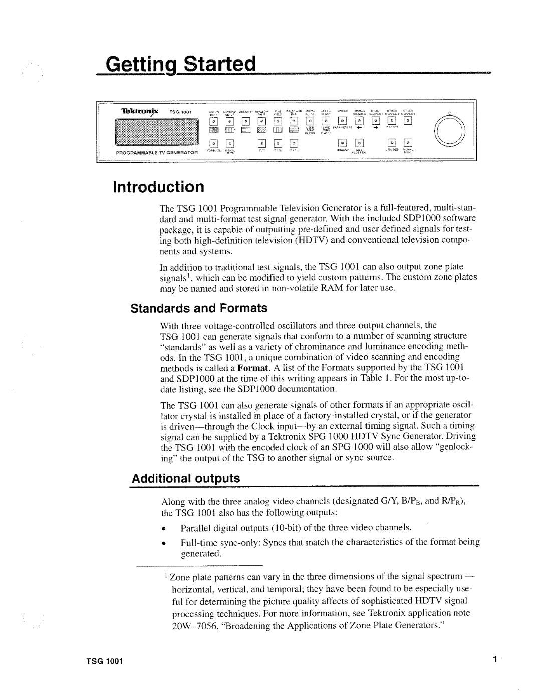 Tektronix TSG 1001 manual 