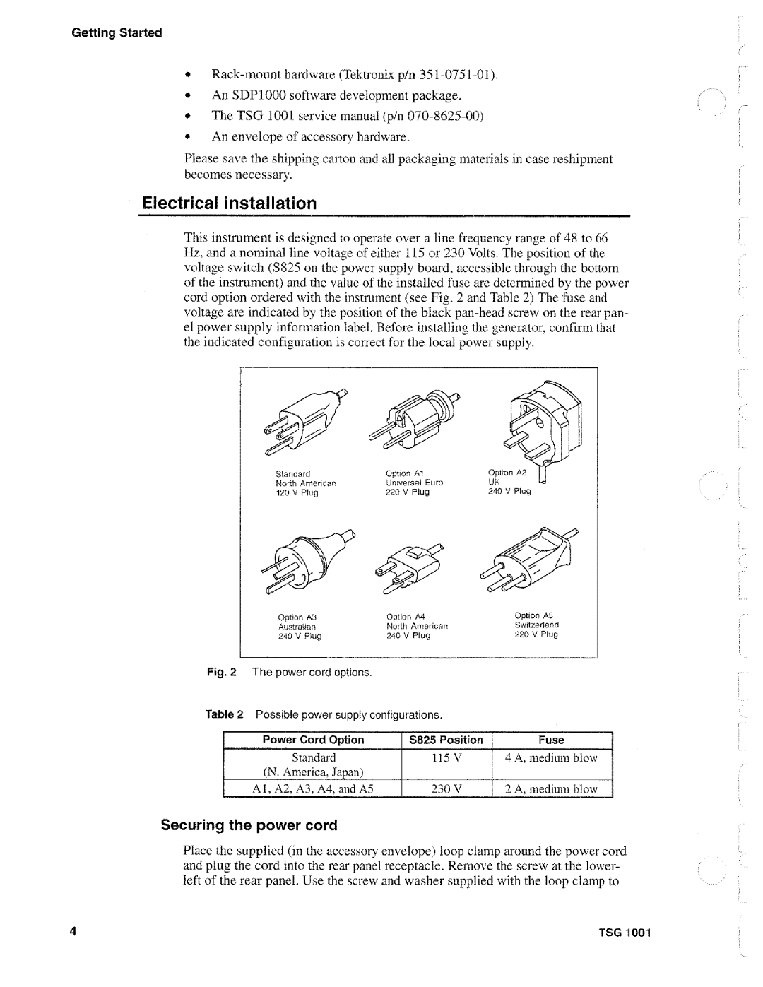 Tektronix TSG 1001 manual 