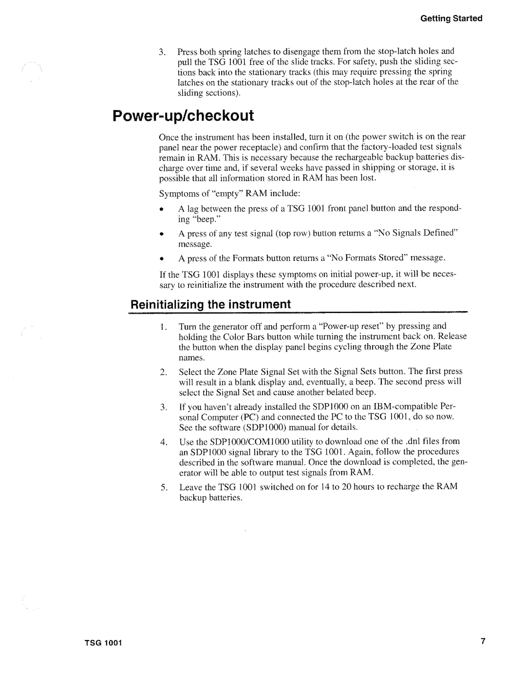 Tektronix TSG 1001 manual 