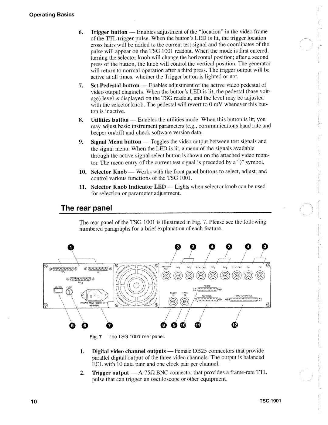 Tektronix TSG 1001 manual 