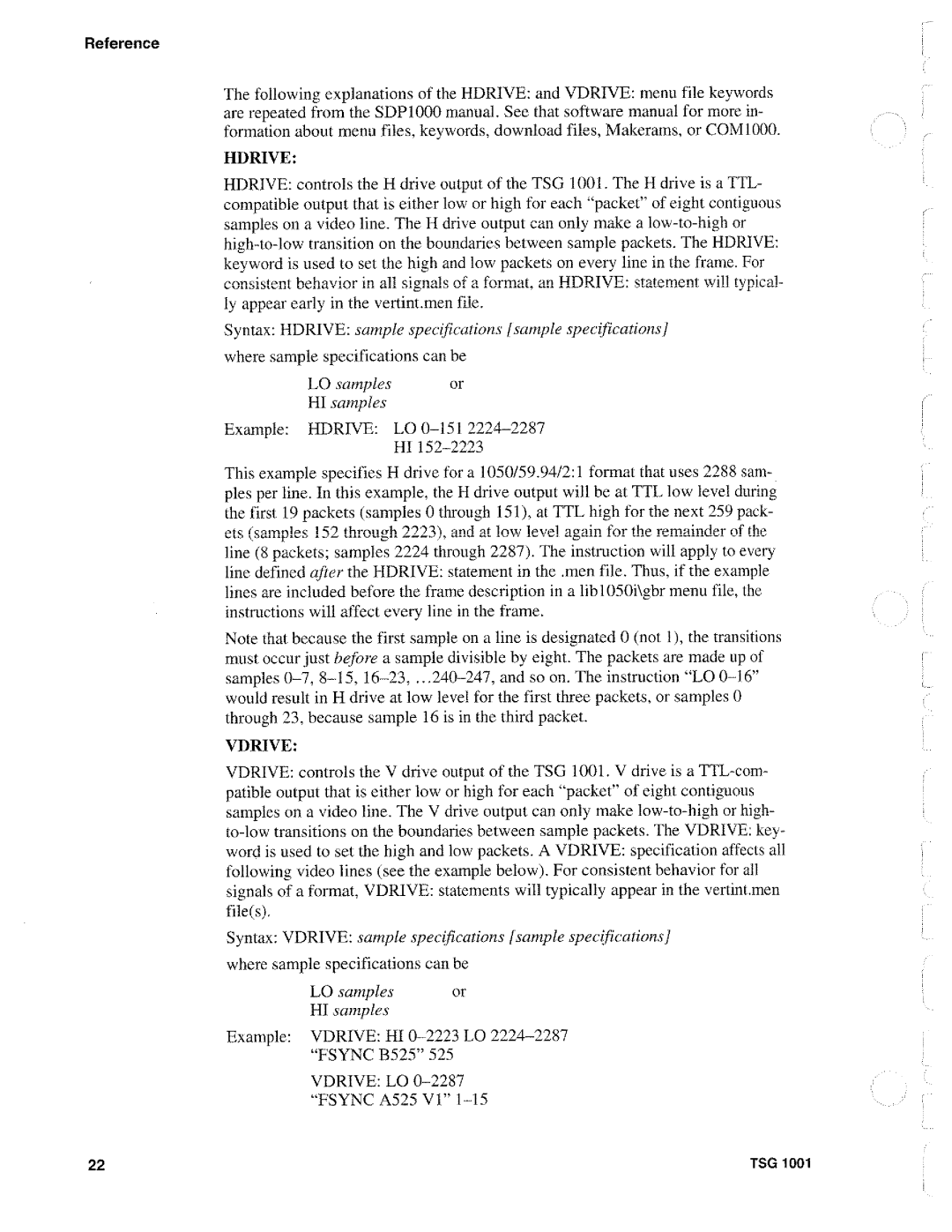 Tektronix TSG 1001 manual 