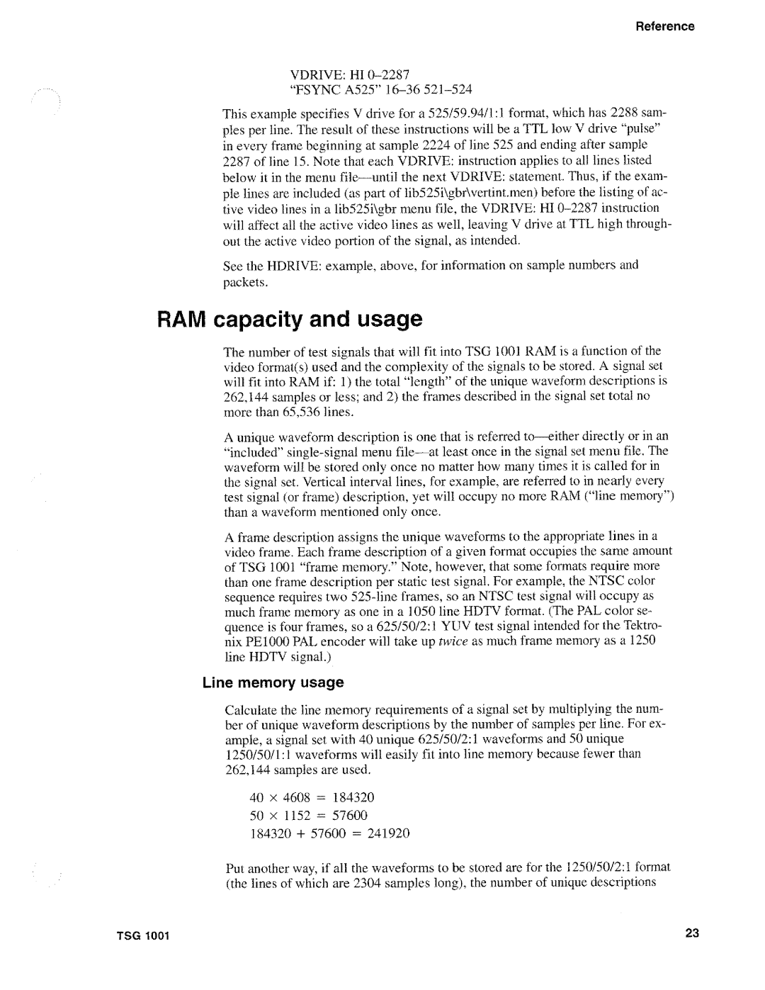 Tektronix TSG 1001 manual 