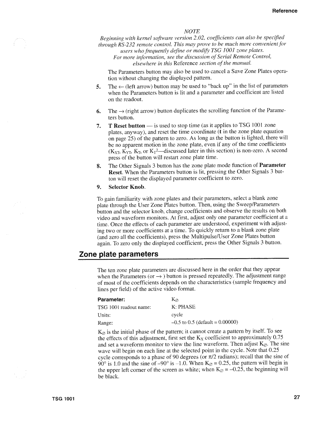 Tektronix TSG 1001 manual 