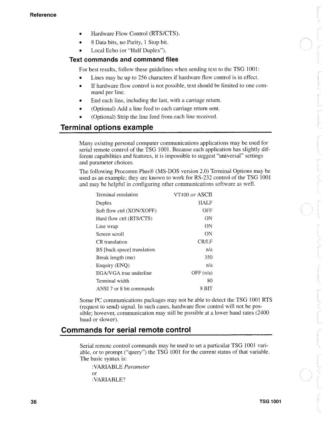 Tektronix TSG 1001 manual 