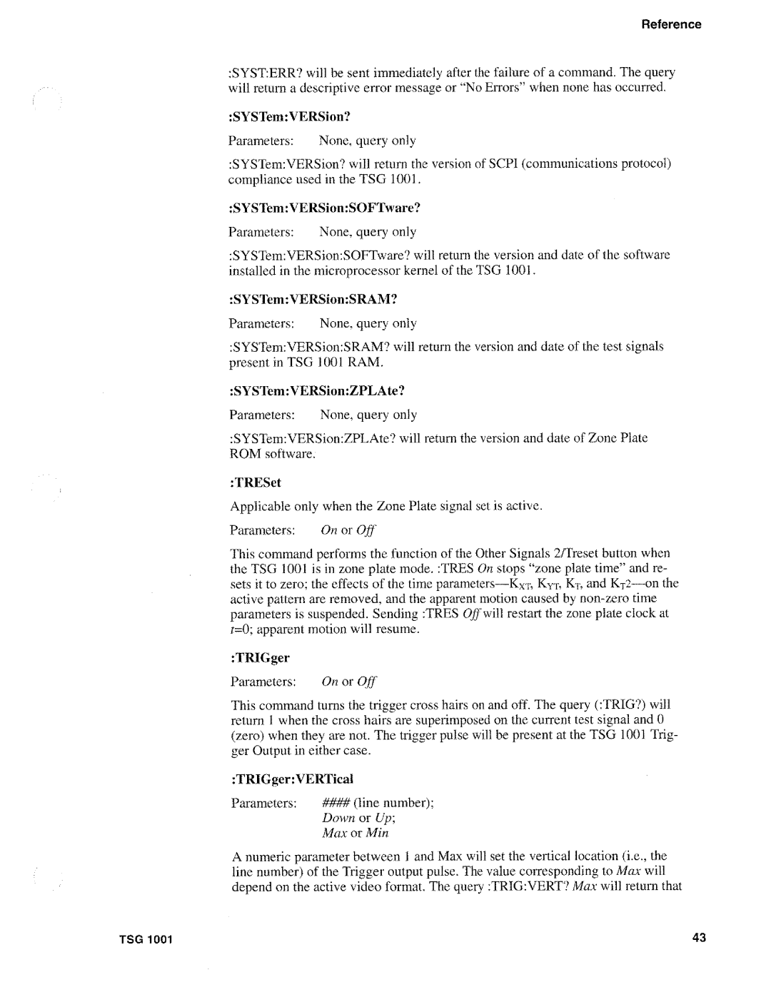 Tektronix TSG 1001 manual 