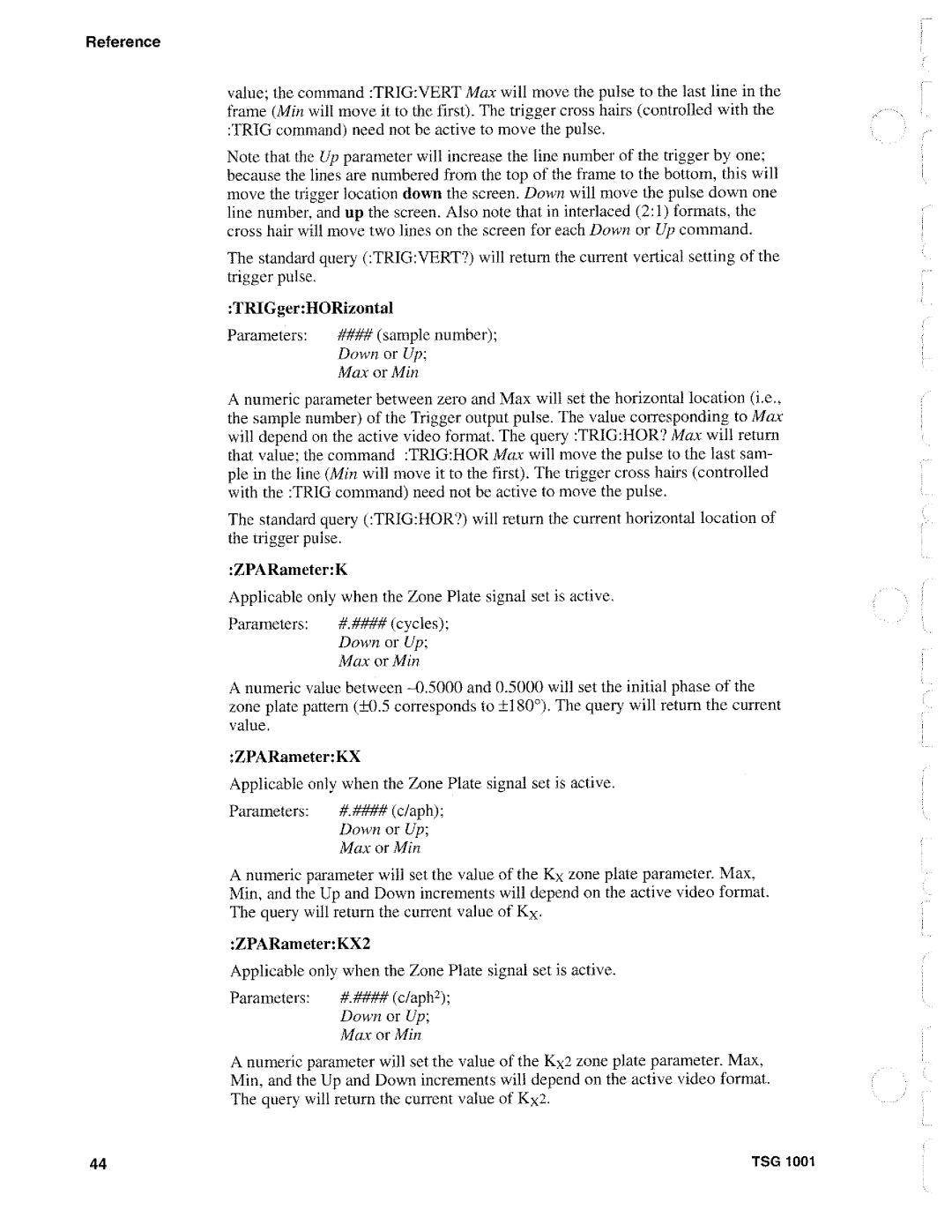 Tektronix TSG 1001 manual 