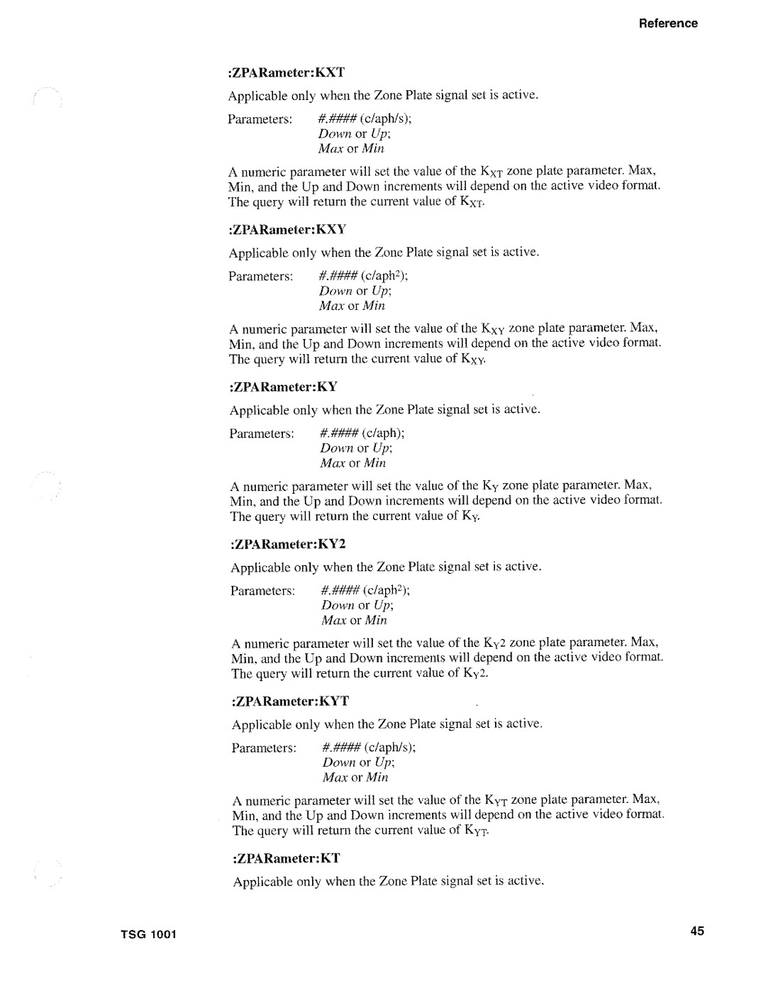 Tektronix TSG 1001 manual 