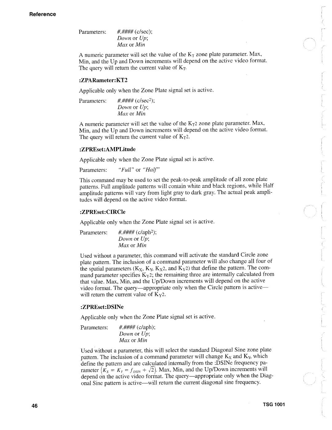 Tektronix TSG 1001 manual 